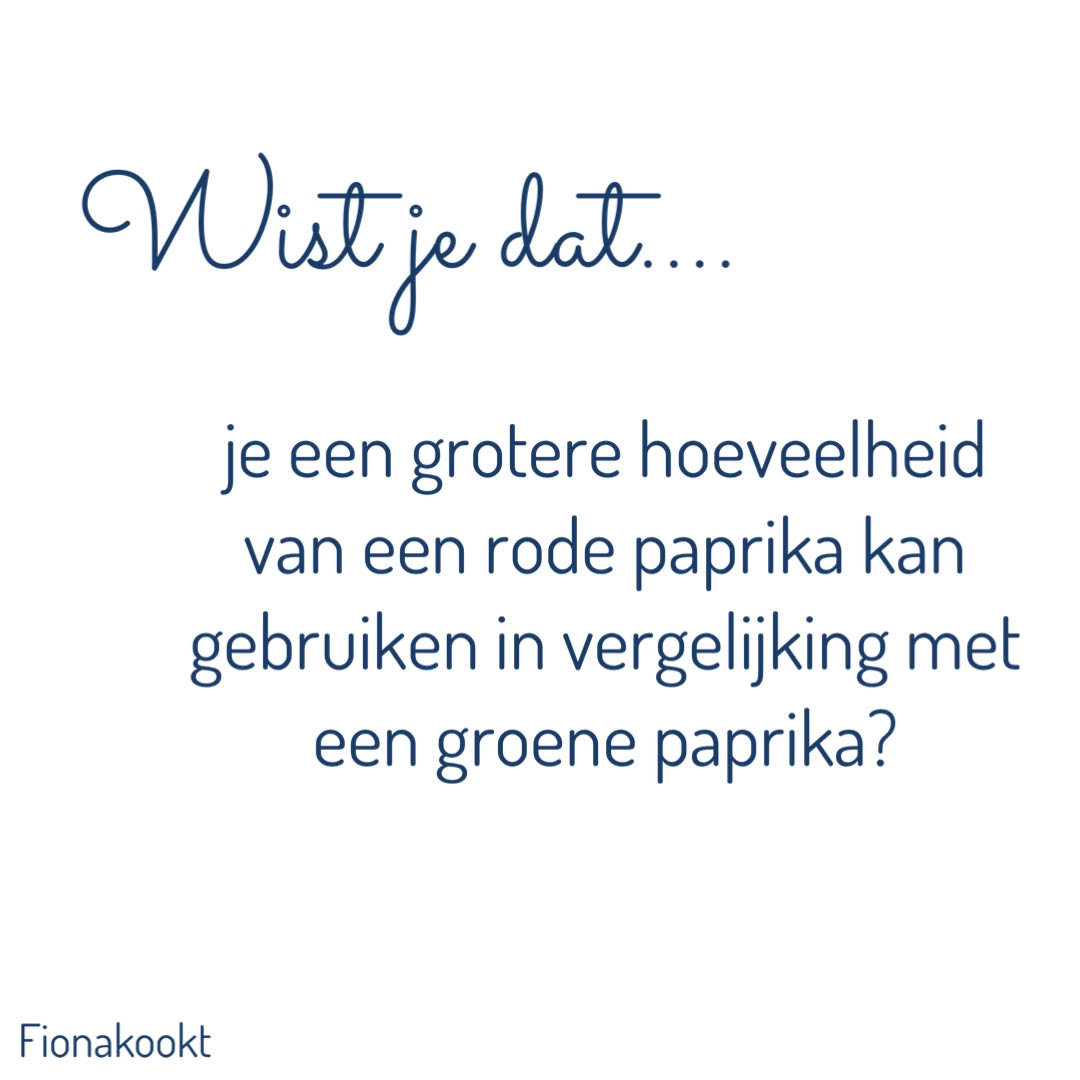 je meer rode paprika kan gebruiken in een gerecht in vergelijking met groene paprika?