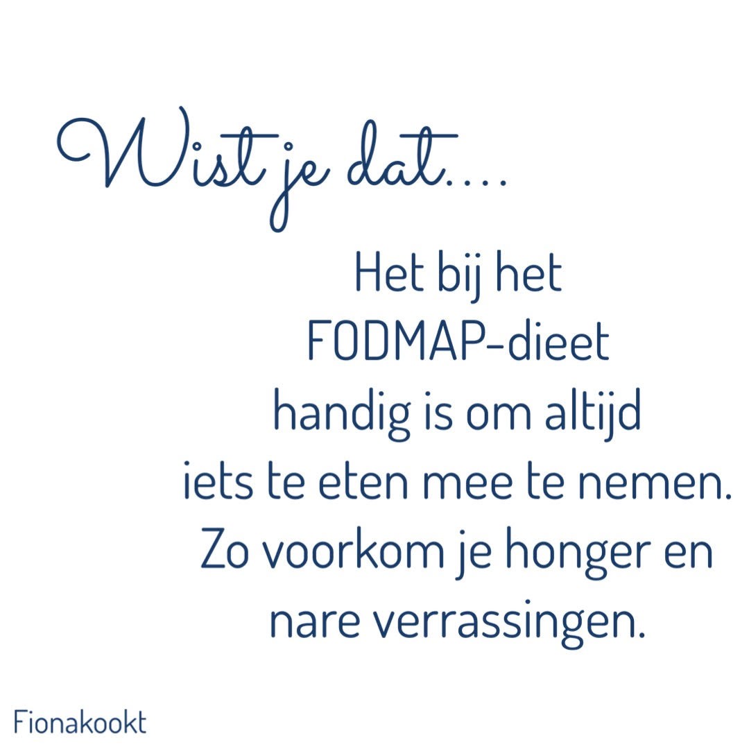 Het bij het FODMAP-dieet handig is om altijd iets te eten mee te nemen.